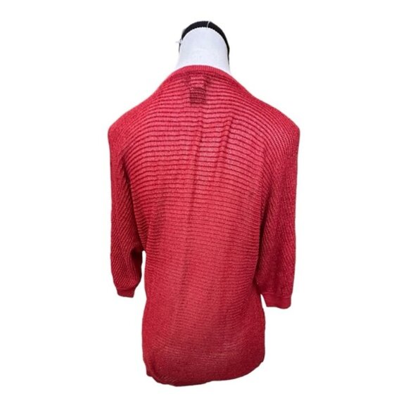 Women’s Vintage torrid 0 XL Red Open Weave Metallic V Neck Sweater 12 14 - Picture 4 of 9